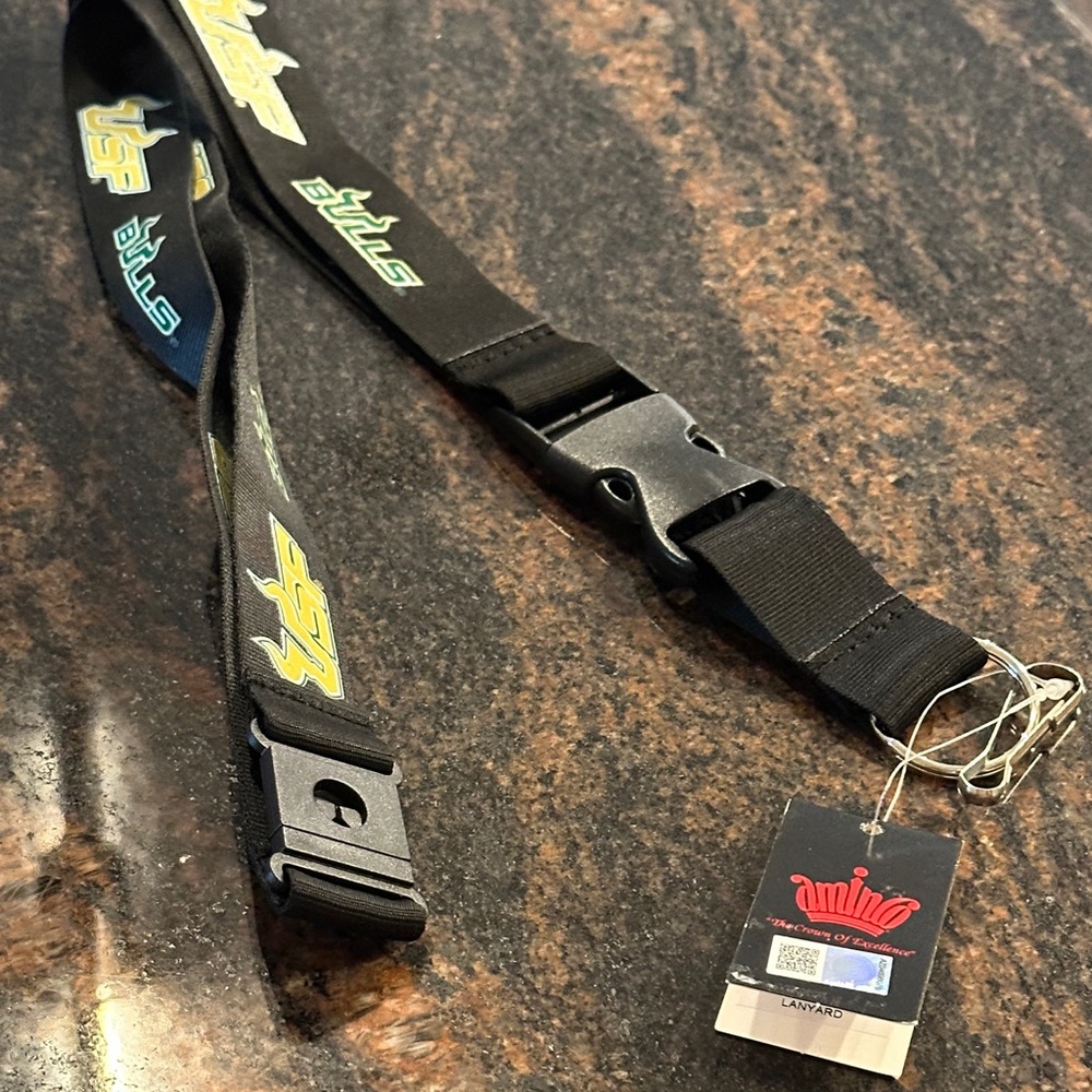 USF bulls Black Lanyard with Yellow and White Logo New
